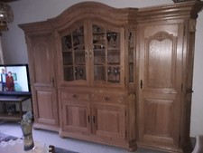 Wohnzimmerschrank Eiche massiv, gewachst gelaugt,Vitrine