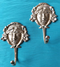 Messing Haken Landhaus Cottage Vintage der 1980er 80ies geputzt Kleiderhaken