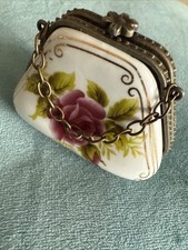 Handtasche Porzellan Pillen Dose, Pillendosen, Miniatur, Sammler, Frankreich