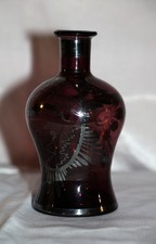  Venezianische Silver- Overlay  Vase   / weinrot / 17cm