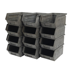 12x Schäfer Kästen LF 0,9l 163mm Zink Sichtlager Box Lagerfix Stahl Kiste 1957#3