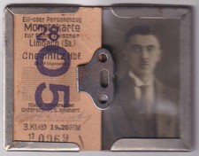 Fahrkarte DR Eisenbahn 1928, Limbach - Chemnitz, Monatskarte!