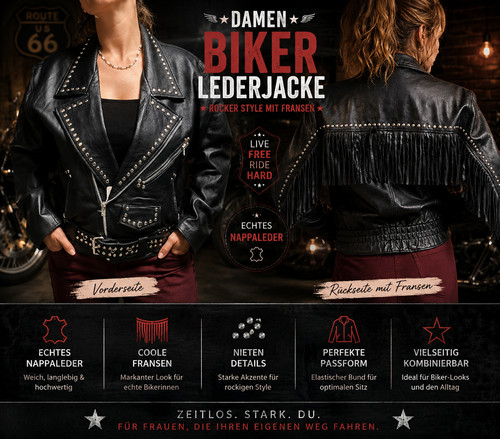 Damen biker lederjacke mit - lederjacke,