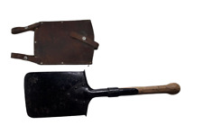 Original Schweizer Armee Spaten, Feldspaten mit Lederhülle 2. WK