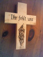 2 Grabkreuze - Beerdigung - Grabschmuck - Bestattung - aus Steingut - NEU