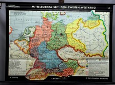 Schulwandkarte Rollbild Lehrtafel Mitteleuropa seit dem Zweiten Weltkrieg