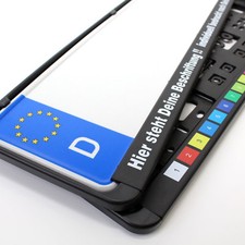 2 Stück Kennzeichenhalter 460 mm – Wunschtext, wetterfest, für kurze Schilder