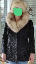 Damen-Indisch-Lamm-Pelzjacke schwarz-Größe 38 mit Mütze-Polarfu. -Kürschner-Arb.