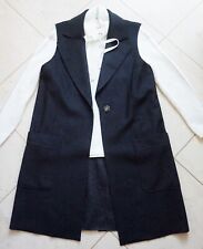 Marc Cain Mantel Long Jacke Ärmellos Weste Wolle 87% schwarz Gr 40 42 Kochwolle