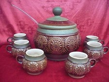 schöner,alter Bowletopf mit 6 Tassen__DB__ !
