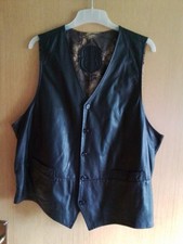 Herren Leder Weste Echtleder mit Innenfutter Gr. 56 schwarz