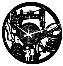 Vinyl Wanduhr - Nähen