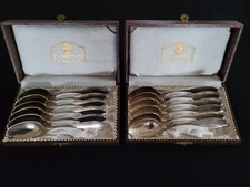 Alte Kaffeelöffel, Wellner Silber Carmen punziert  2 x 6  in 2 Besteckkästen