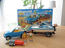 PLAYMOBIL 6864 komplettes Set, Auto mit Boot, Strandbuggy Speedboot mit Trailer