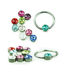 1,2mm Lippenbändchen Piercing Ring Epoxy Multistrass Flatback Kugel Ohr Intim