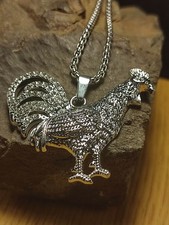 Unisex Halskette in Silber Hahn Gockel Rapper HIP HOP Punk Mal was anderes ;)