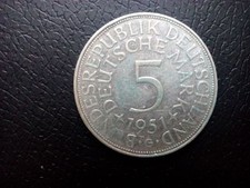5 DM 1951 "G" Silberadler sehr