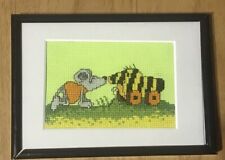 Stickbild 5 "Maus mit Tigerente" mit Rahmen Janosch HANDARBEIT Kinderzimmer Baby