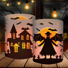12 Windlicht Tischdeko Halloween Deko Gruselig Fledermaus Spinne