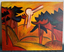 Ölgemälde Sun over the Pine Forest Öl auf Malbrett Expressionismus 25x20