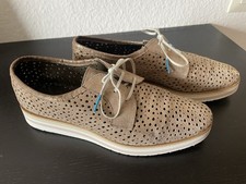 Maripe goldfarbene Schnürschuhe, Halbschuhe,  Loafer, weiße Sohle, leicht Gr. 39