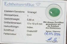 Edelstein Natürlich Smaragd mit  Echtheitszertifikat  5,80 ct 13 x 10 x 6 mm