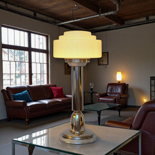 Tolle Bauhaus Art déco Design Tischleuchte "WAKEFIELD CHROME" Tischlampe