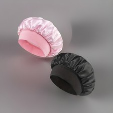 Satin Seidenhaube Schlafhaube Seide Haarhaube schwarz rosa Frau Kopf 2er SET NEU