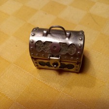  VINTAGE DOLLHOUSE MINIATURES METAL  STEAM PUNK TRUNK TREASURE CHEST HINGED 
