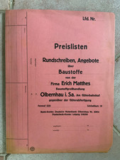 Antike Mappe: Angebote Baustoffe, Briefe, Baustoffgrosshandlung Olberhau, 1954
