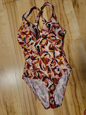 Esprit Damen Badeanzug rosa braun 38 B m. Körbchen Träger verstellbar