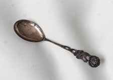 Mokkalöffel Silberlöffel Hildesheimer Rose 800er Silber 11,9 cm runde Spitze