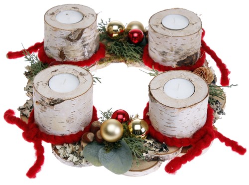 Adventskranz birkenholz mit - adventskranz,