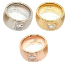 Edelstahl Ring Damen Verlobungsring Stein Eckig Fingerring Partnerring Damenring