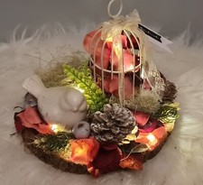 🌿 Herbst Ganzjahres Gesteck Vintage Vogel Vogelkäfig Dekoration mit LED 🌿