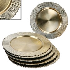 6x Platzteller Kairo Gold Ø33cm 6Pers Dekoteller leicht Kunststoff Weihnachten 