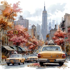 Wandbild new york city taxi - york,