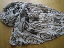 Neu SCHAL TUCH HALSTUCH SCARF Damen Vintage 50 %SEIDE Ornament Naturtöne *ITALY*