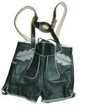 Leder Kinder Trachten GlattLeder hose Gr 56 mit Trägern Bayern Oktoberfest