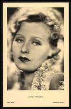 Schauspielerin Lilian Harvey schaut seitlich, Ansichtskarte 