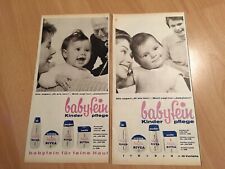 2 x ORIGINAL WERBUNG REKLAME 1961  BABYFEIN  Kinderpflege von NIVEA 