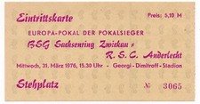 Ticket EG Sachsenring Zwickau - RSC Anderlecht 31.03.1976