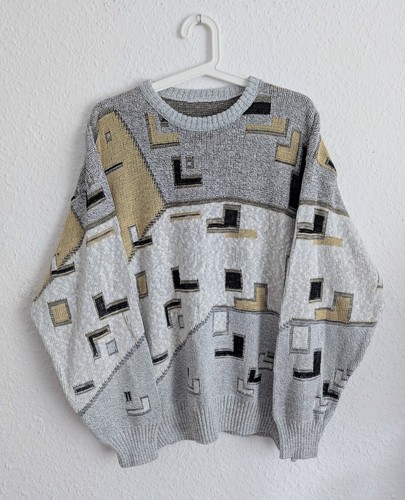 Vintage geometric knit sweater - geometric,