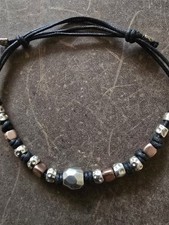 Dodo Kordelarmband Schwarz Silber, Rosegold