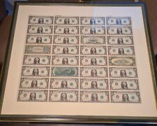 Ungeschnittener Bogen mit 4 x 8 = 32 x 1 Dollar Banknoten USA