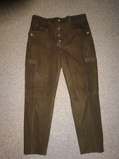 100% Echt Leder Lange Lederhose Herren Trachten Landhaus Gr. 52 wNEU