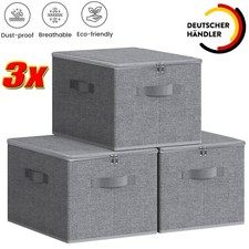 3x Stoffbox Boxen Aufbewahrungsbox mit Deckel Truhe faltbar Faltbox 40x30x21cm