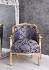 Sessel Barock Armlehnstuhl Antik Gold Armlehnsessel Polstersessel Vintage Stuhl