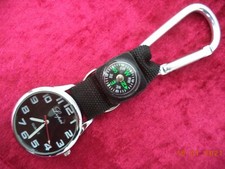 Taschenuhr Multitool Uhr + Kompass + Karabiner + Schlüsselring  NEU+OVP Anhänger