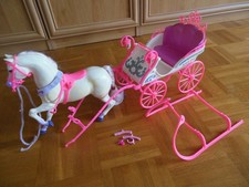 Vintage Barbie  von 1991 Kutsche / Schlitten mit  Pferd,  Dachbodenfund